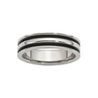Personalized Mens 6mm Stainless Steel & Black Rubber Wedding Band