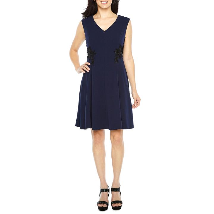 Liz Claiborne Sleeveless Embellished Fit & Flare Dress
