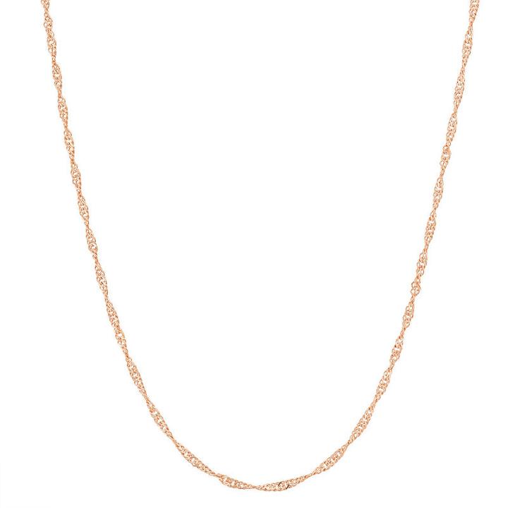 14k Gold Over Silver Semisolid Wheat 22 Inch Chain Necklace