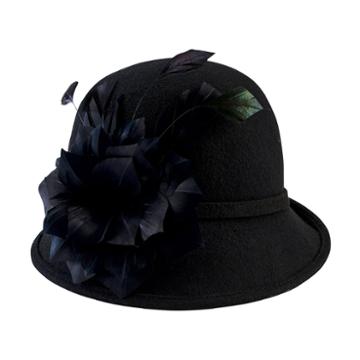 San Diego Hat Company Wool Felt Cloche With Feather Trim