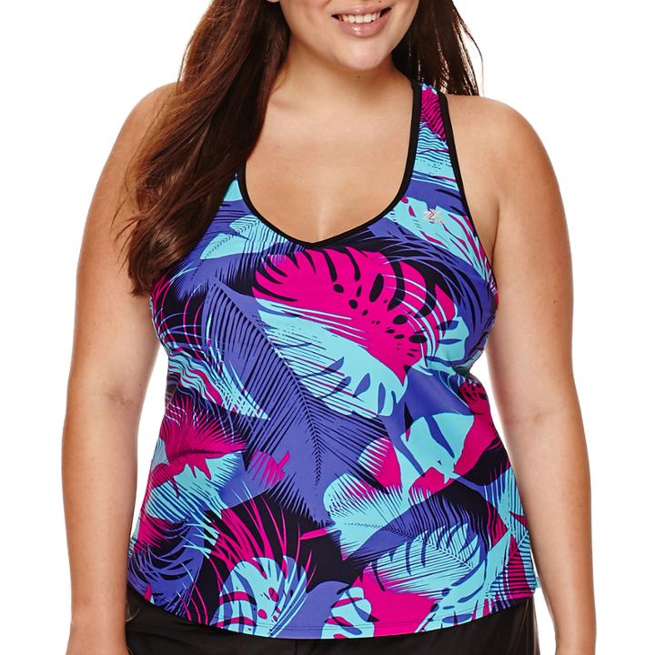 Zeroxposur Glade Leaf-printed Tankini Top - Plus