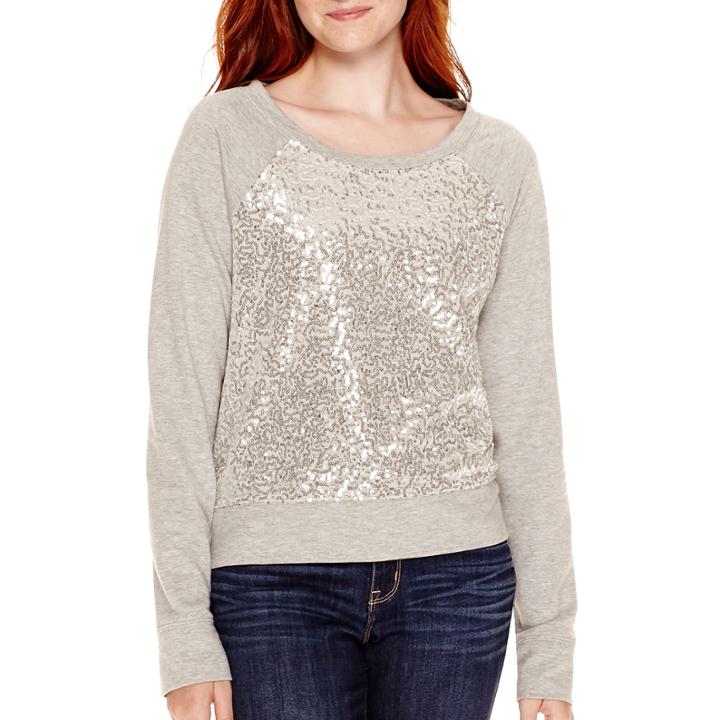 Arizona Long-sleeve Sequin Sweatshirt - Juniors
