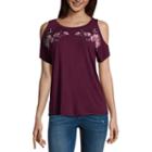 Arizona Short Sleeve Scoop Neck T-shirt-womens Juniors