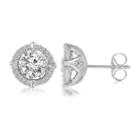 1 Pair 1 1/2 Ct. T.w. Genuine White Diamond 14k White Gold Earring Sets