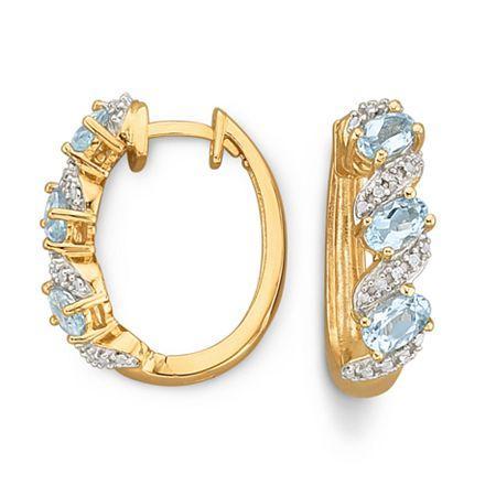 Genuine Sky Blue Topaz & Diamond-accent Hoop Earrings