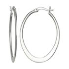 Silver Reflections Silver Plated 40mm Oval Polished Pure Silver Over Brass 40mm Oval Hoop Earrings