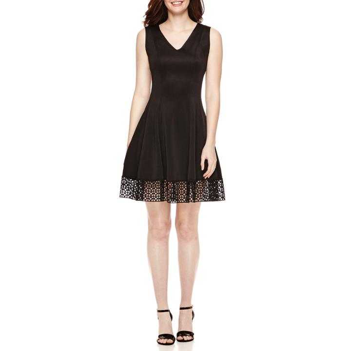 Be By Chetta B Sleeveless Laser-cut Fit-and-flare Dress