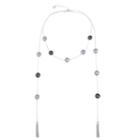 Liz Claiborne Womens Gray Simulated Pearls Round Strand Necklace