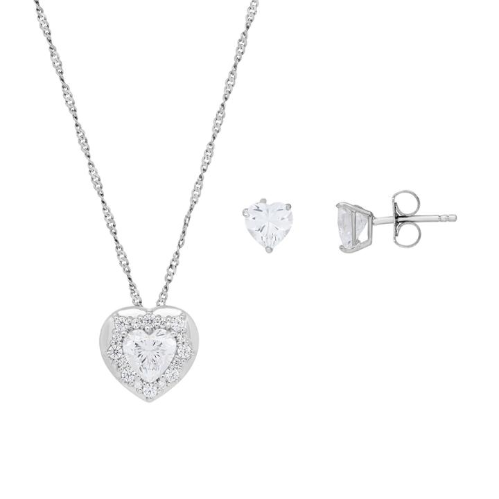 Diamonart Womens 2-pc. Cubic Zirconia Sterling Silver Jewelry Set