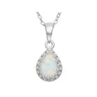 Simulated Opal Sterling Silver Pendant Necklace