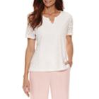 Alfred Dunner Rose Hill Short Sleeve Lace Texture T-shirt-petites
