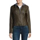 Maralyn And Me Hooded Faux Leather Moto Jacket-juniors
