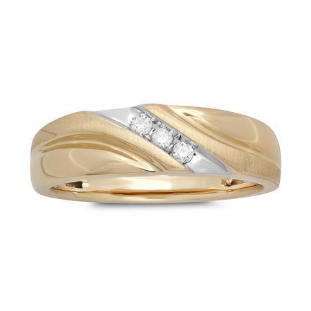 Mens 1/10 Ct. T.w. Diamond 10k Yellow Gold 3-stone Slant Ring