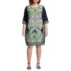 Studio 1 3/4 Sleeve Jacobean Sheath Dress-plus