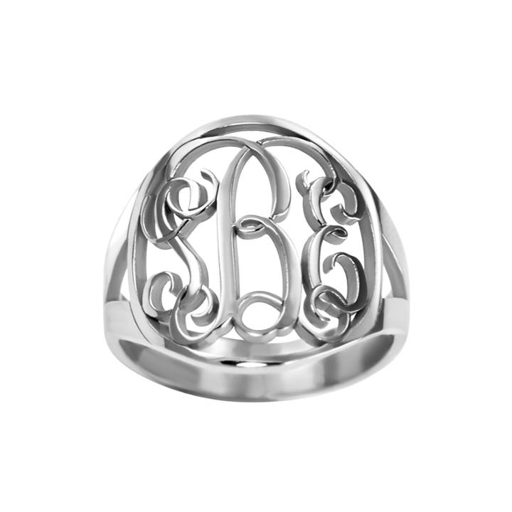 Personalized 18mm Vine Monogram Ring