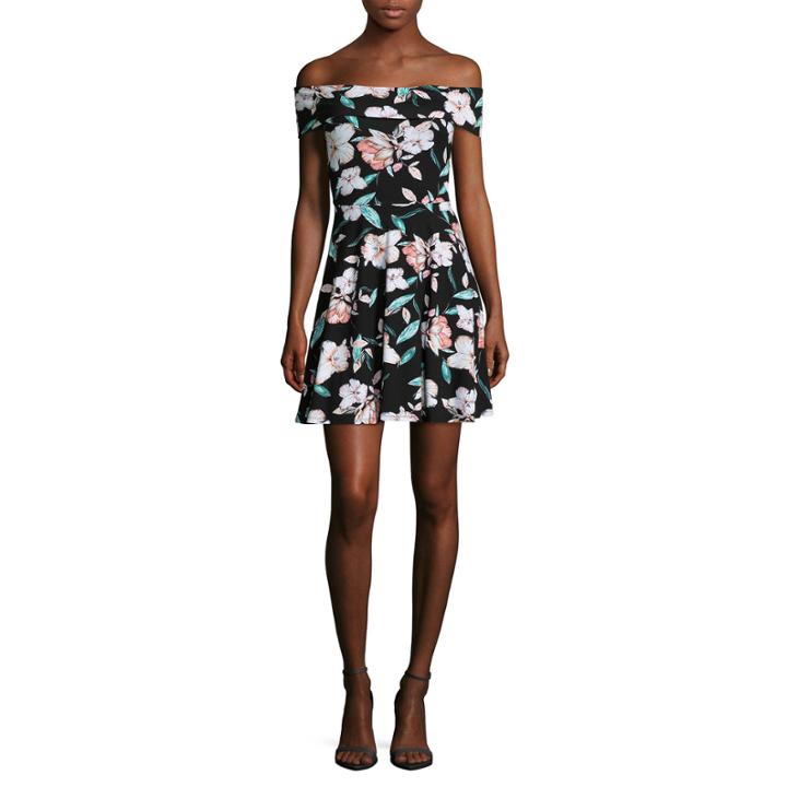 Decree Off Shoulder Skater Dress - Juniors