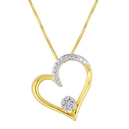 Diamond Blossom 1/10 Ct. T.w. Diamond Heart Pendant Necklace