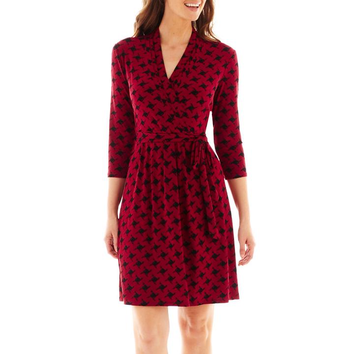 Liz Claiborne 3/4-sleeve Faux-wrap Dress