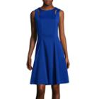Danny & Nicole Sleeveless Cutout Knit Jacquard Fit-and-flare Dress