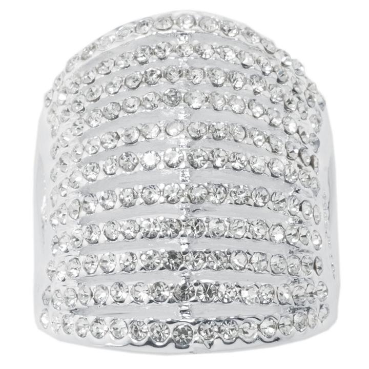 Sparkle Allure Sparkle Allure Womens Synthetic Clear Silver Over Brass Cocktail Ring