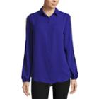 City Streets Slit Sleeve Button Down Blouse