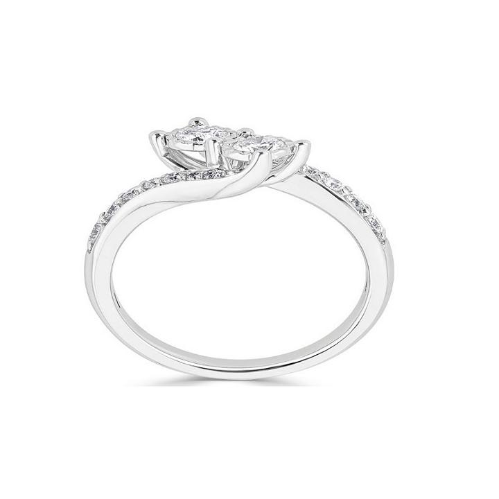 Womens 3/4 Ct. T.w. Genuine White Diamond 14k Gold Crossover Ring