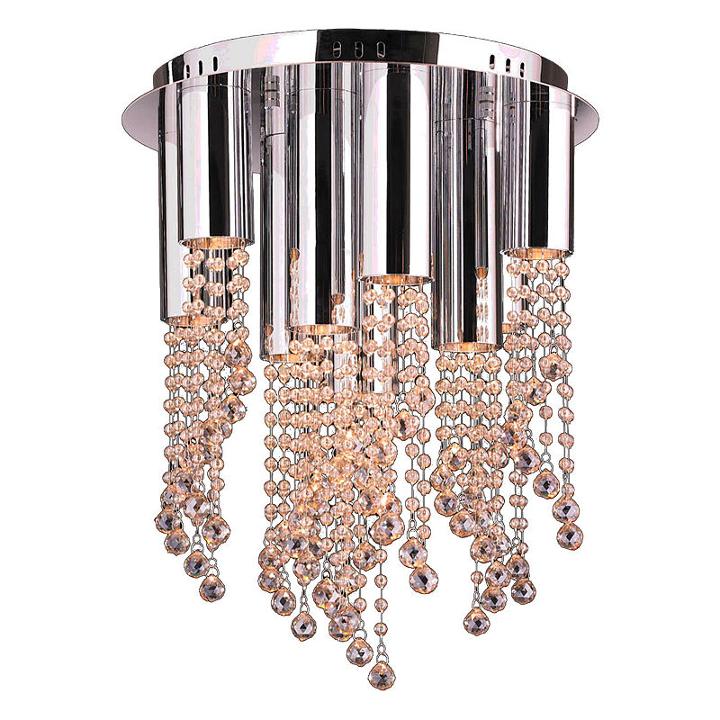 Metropolis Collection 10 Light Halogen Chrome Finish And Crystal Flush Mount