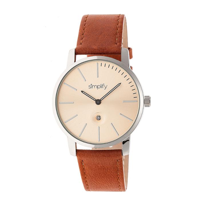 Simplify The 4700 Unisex Brown Strap Watch-sim4704