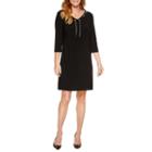 Black Label By Evan-picone 3/4 Sleeve Shift Dress