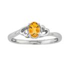 Womens Genuine Citrine Yellow Sterling Silver Solitaire Ring