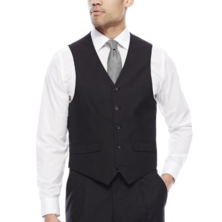Steve Harvey Black Herringbone Suit Vest