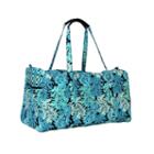 Waverly Blue Green Quilted Duffle Tote Bag