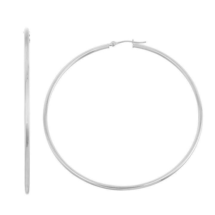 14k White Gold 45mm Hoop Earrings