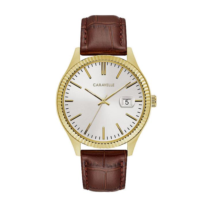 Caravelle Mens Brown Strap Watch-44b115