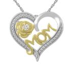 Womens Diamond Accent Genuine White Diamond 10k Gold Over Silver Sterling Silver Heart Pendant Necklace