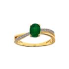 Genuine Emerald And Diamond-accent 10k Gold Ring