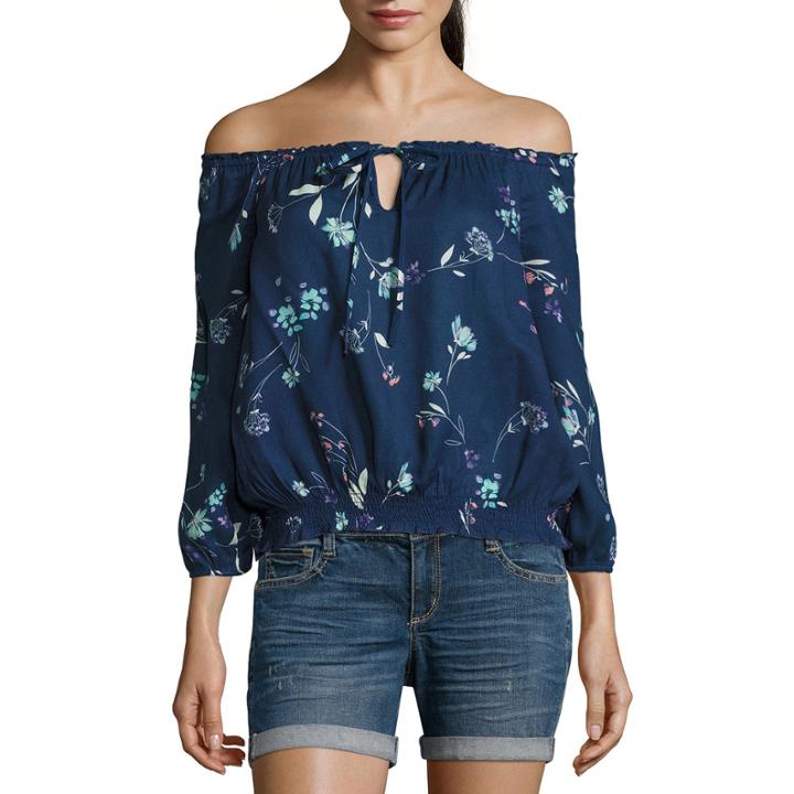 Arizona Long Sleeve Crepe Blouse-juniors