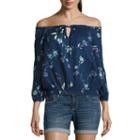 Arizona Long Sleeve Crepe Blouse-juniors
