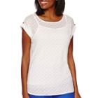 Liz Claiborne Short-sleeve Extended-shoulder Burnout Knit Top