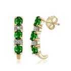 Diamond Accent Green Chrome Diopside 14k Gold Over Silver Drop Earrings