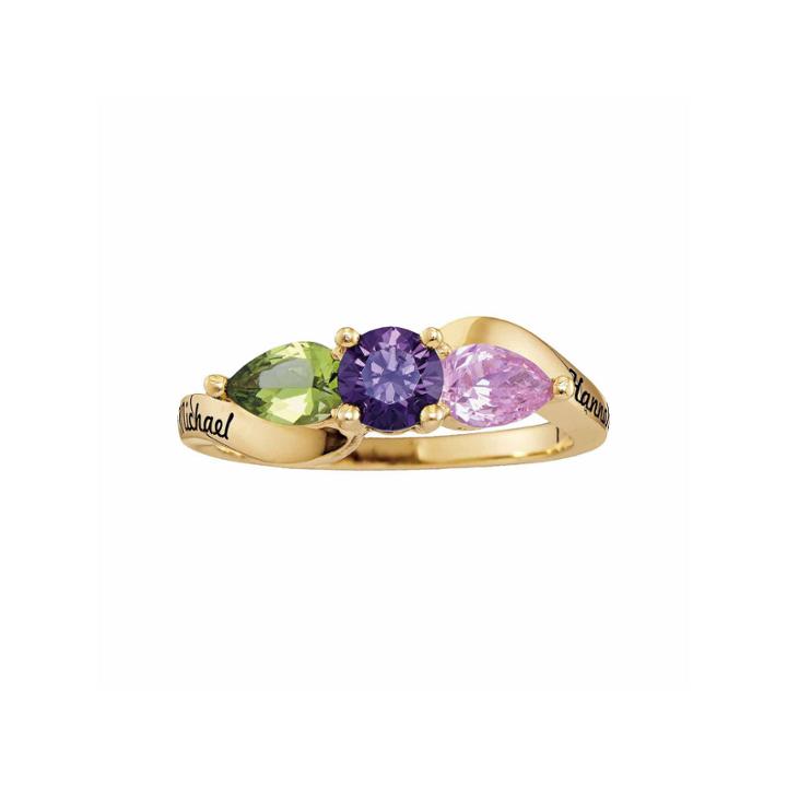 Personalized Birthstones Couples 3-stone Ring