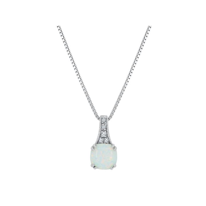 Womens Lab Created Opal Sterling Silver Pendant Necklace