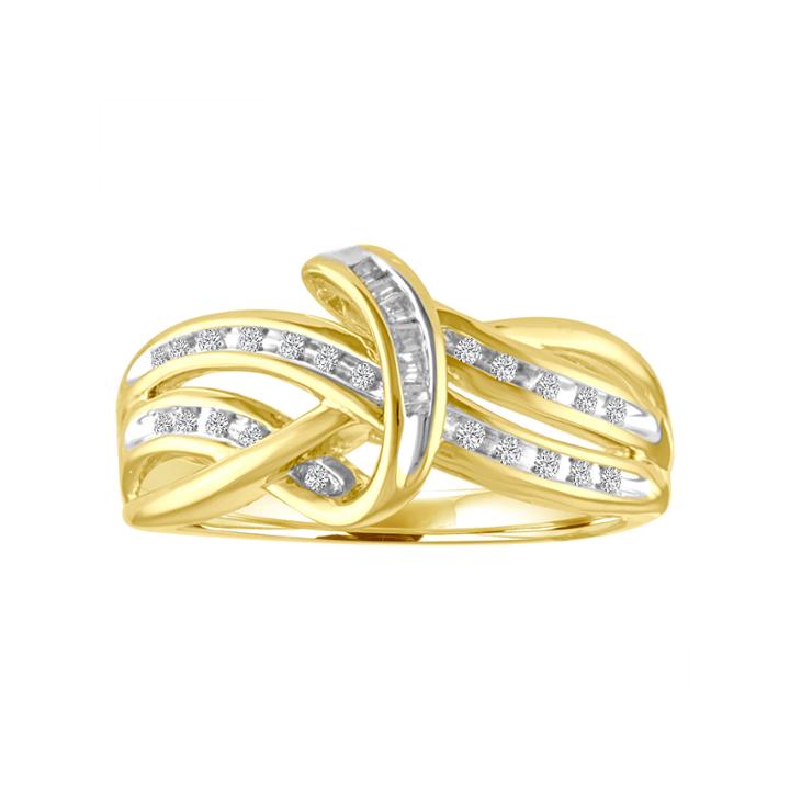 Womens 1/10 Ct. T.w. Genuine White Diamond Gold Over Silver Cocktail Ring