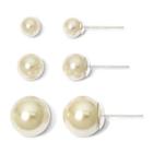 Vieste Silver-tone 3-pr. Pearlized Glass Bead Earrings