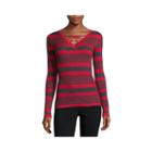 Ohmg Long Sleeve V Neck Stripe Pullover Sweater-juniors