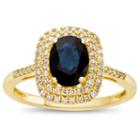 Womens Genuine Blue Sapphire 10k Gold Cocktail Ring