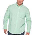 Izod Sportflex Natural Stretch Gingham Woven Long Sleeve Button-front Shirt-big And Tall