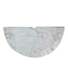 48 Silver Metallic Filigree Organza Christmas Tree Skirt With White Satin Trim And Bows