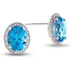 1/5 Ct. T.w. Oval Blue Blue Topaz 10k Gold Stud Earrings