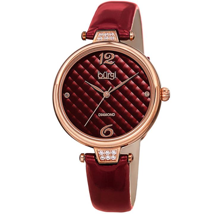 Burgi Womens Red Strap Watch-b-222rd